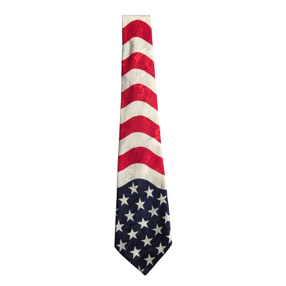 American Flag Tie Patriotic USA‎ Stars & Stripes Necktie Red White Blue Handmade